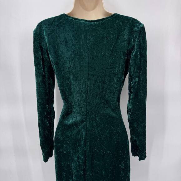 Vintage Y2K All That Jazz Forest Fairy Beaded Velvet Dress Small Green Polyester - Picture 4 of 8
